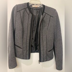 Dex Black and Gray Blazer with Tailored Fit and Cropped Design